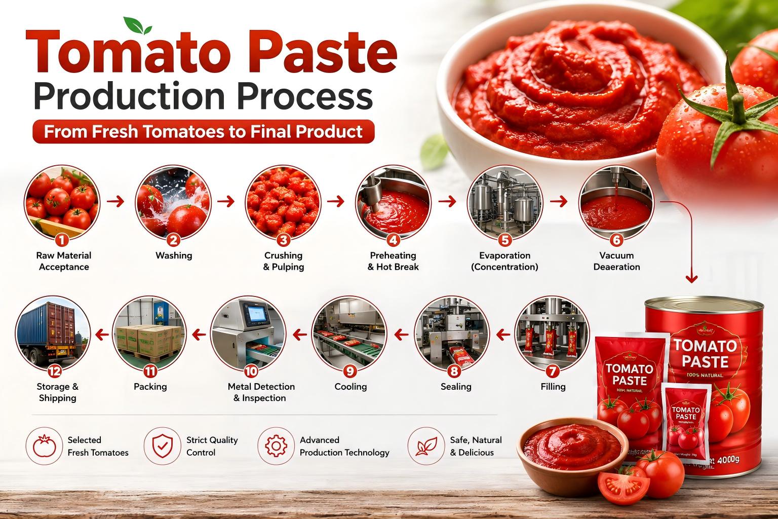 Proses Pengeluaran Pes Tomato: Daripada Tomato Segar hingga Produk Akhir